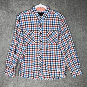 Something Strong Flannel‎ Shirt Mens Size XL Gingham Plaid Long Sleeve Button Up